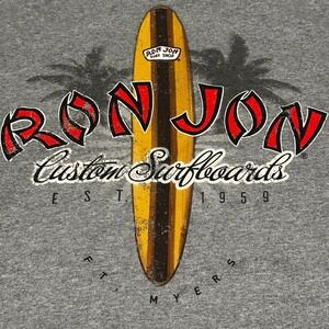 Ron Jon Surf Shop Hoodie Mens Small Gray Y2K Surf Skate Logo